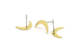 Brass Moon Earring, 12 Raw Brass Tiny Crescent Moon Shaped Stud Earrings (11x3x0.60mm) A5713 A3358