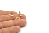 Brass Moon Earring, 12 Raw Brass Tiny Crescent Moon Shaped Stud Earrings (11x3x0.60mm) A5713 A3358
