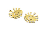 Brass Eye Charm, 12 Raw Brass Crescent Moon Charms With 1 Loop (18x17x0.60mm) A3185