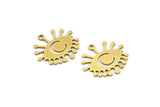 Brass Eye Charm, 12 Raw Brass Crescent Moon Charms With 1 Loop (18x17x0.60mm) A3185