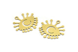 Brass Eye Charm, 12 Raw Brass Crescent Moon Charms With 1 Loop (23x22x0.60mm) A3207