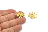 Brass Eye Charm, 12 Raw Brass Crescent Moon Charms With 1 Loop (23x22x0.60mm) A3207