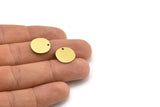 Brass Round Charm, 12 Raw Brass Irregular Shaped Round Charms With 1 Hole, Pendant Charms (14x0.60mm) A3219