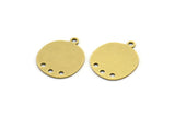 Brass Round Charm, 12 Raw Brass Irregular Shaped Round Charms With 1 Loop And 3 Hole, Pendant Charms (17x14x0.60mm) A3229