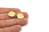 Brass Round Charm, 10 Raw Brass Irregular Shaped Round Charms With 2 Holes, Connectors (16x0.60mm) A3228
