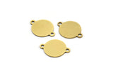 Brass Round Charm, 24 Raw Brass Irregular Shaped Round Charms With 2 Loops, Connectors (14x10x0.60mm) A3216