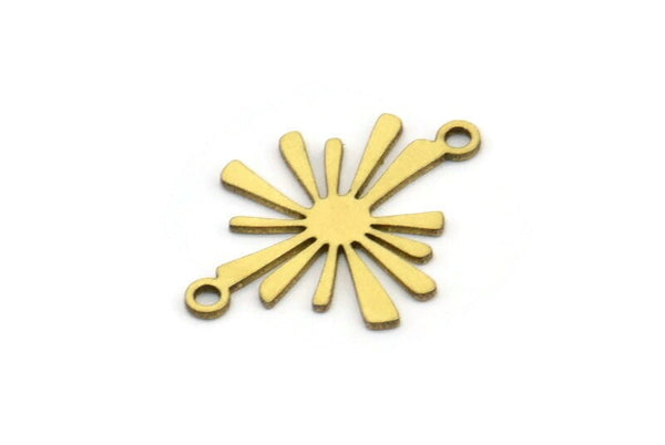 Brass Sun Connector, 24 Raw Brass Sun Connectors With 2 Loops, Charm Pendants (20x15x0.60mm) A3294