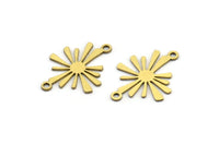 Brass Sun Connector, 24 Raw Brass Sun Connectors With 2 Loops, Charm Pendants (20x15x0.60mm) A3294
