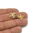 Brass Sun Connector, 24 Raw Brass Sun Connectors With 2 Loops, Charm Pendants (20x15x0.60mm) A3294