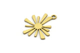 Brass Sun Charm, 24 Raw Brass Sun Charms With 1 Loop, Charm Pendants (18x15x0.60mm) A3293