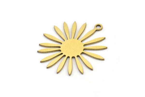Brass Flower Charm, 12 Raw Brass Flower Charms With 1 Loop, Charm Pendants (25x22x0.60mm) A3325