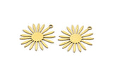 Brass Flower Charm, 12 Raw Brass Flower Charms With 1 Loop, Charm Pendants (25x22x0.60mm) A3325