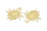 Brass Eye Charm, 4 Raw Brass Eye And Sun Shaped Charms With 1 Loop, Earring Charms (49x49x0.60mm) A3252