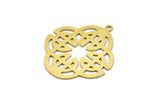 Brass Ethnic Charm, 6 Raw Brass Ethnic Motif Shaped Charms With 1 Loop, Earring Charms (31x28x0.60mm) A3338