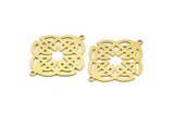 Brass Ethnic Charm, 6 Raw Brass Ethnic Motif Shaped Charms With 2 Loops, Earring Charms, Connectors (33x28x0.60mm) A3337