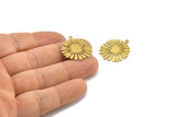 Brass Sun Charm, 8 Raw Brass Sun Charms With 1 Loop, Findings (24x21x0.60mm) A3872