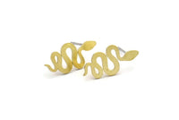 Brass Snake Earring, 12 Raw Brass Snake Stud Earrings (18x8x0.80mm) A2657