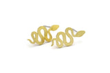Brass Snake Earring, 12 Raw Brass Snake Stud Earrings (18x8x0.80mm) A2657