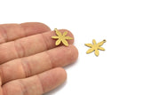 Brass Flower Charm, 12 Raw Brass Flower Charms With 1 Loop, Charm Pendants (20x16x0.60mm) A3434