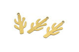 Brass Cactus Charm, 12 Raw Brass Cactus Charms With 1 Loop (26x12x0.60mm) A3391