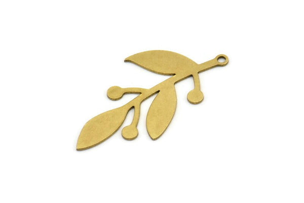 Brass Leaf Charm, 10 Raw Brass Leaf Charms With 1 Loop, Charm Pendants (36x20x0.60mm) A3388