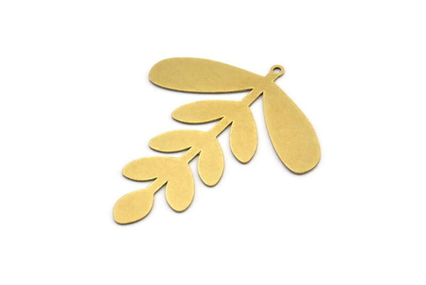 Brass Leaf Charm, 4 Raw Brass Leaf Charms With 1 Loop, Charm Pendants (47x39x0.60mm) A3403