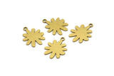 Brass Flower Charm, 24 Raw Brass Flower Charms With 1 Loop, Charm Pendants (16x12x0.60mm) A3424