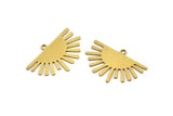 Brass Sun Charm, 12 Raw Brass Sun Charms With 1 Loop, Charm Pendants (25x17x0.60mm) A3396