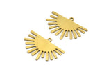 Brass Sun Charm, 12 Raw Brass Sun Charms With 1 Loop, Charm Pendants (25x17x0.60mm) A3396