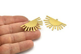 Brass Sun Charm, 4 Raw Brass Sun Charms With 1 Loop, Charm Pendants (37x24x0.60mm) A3394