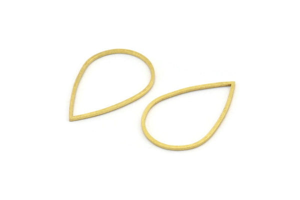 Brass Drop Charm, 24 Raw Brass Drop Connectors, Findings (19x27x0.80mm) A3893