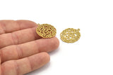 Brass Ethnic Charm, 8 Raw Brass Ethnic Motif Charms, Earring Charms With 1 Loop (24x21x0.60mm) A3880