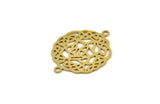 Brass Ethnic Charm, 8 Raw Brass Ethnic Motif Charms, Earring Charms With 2 Loops (27x21x0.60mm) A3914