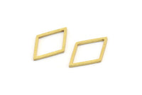 Brass Diamond Charm, 24 Raw Brass Open Diamond Ring Charms (14x21x1mm) A3904