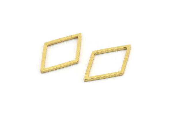 Brass Diamond Charm, 24 Raw Brass Open Diamond Ring Charms (14x21x1mm) A3904