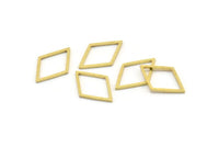 Brass Diamond Charm, 24 Raw Brass Open Diamond Ring Charms (14x21x1mm) A3904