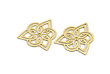 Brass Ethnic Charm, 8 Raw Brass Ethnic Motif Shaped Charms, Earring Charms (32x28x0.60mm) A3470