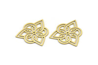 Pirinç Etnik Charm, 12 Ham Pirinç Etnik Motif Şekilli Charm, Küpe Charm'ları (26x23x0,60 mm) A3469