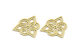 Pirinç Etnik Charm, 12 Ham Pirinç Etnik Motif Şekilli Charm, Küpe Charm'ları (26x23x0,60 mm) A3469