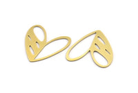 Brass Heart Charm, 12 Raw Brass Heart Connectors, Findings (25x25x0.60mm) A3479