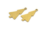 Brass Tree Charm, 24 Raw Brass Tree Charms With 1 Loop, Pendant, Findings (20x10x0.60mm) A3412