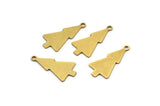 Brass Tree Charm, 24 Raw Brass Tree Charms With 1 Loop, Pendant, Findings (20x10x0.60mm) A3412