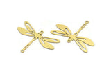 Brass Dragonfly Charm, 10 Raw Brass Dragonfly Shaped Charms With 2 Loops, Pendants, Findings (27x37x0.60mm) A3448