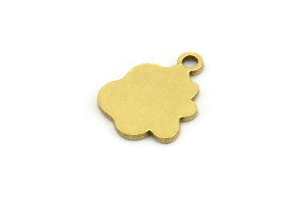 Brass Cloud Charm, 50 Raw Brass Cloud Shaped Charms With 1 Loop, Earring Charms (10x8x0.60mm) A3494