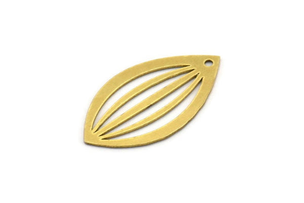 Brass Marquise Charm, 10 Raw Brass Marquise Charms With 1 Hole, Earrings, Pendants (28x16x0.60mm) A3407