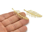 Brass Leaf Charm, 8 Raw Brass Branch Charms With 1 Loop, Charm Pendants (51x19x0.60mm) A3450