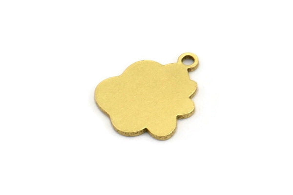 Brass Cloud Charm, 24 Raw Brass Cloud Shaped Charms With 1 Loop, Earring Charms (12x10x0.60mm) A3495