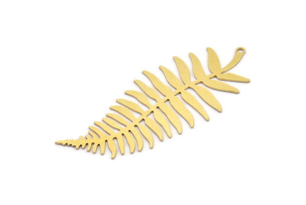 Brass Leaf Charm, 4 Raw Brass Branch Charms With 1 Loop, Charm Pendants (62x27x0.60mm) A3439