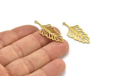 Brass Leaf Charm, 12 Raw Brass Leaf Charms With 1 Loop, Charm Pendants (34x15x0.60mm) A3408