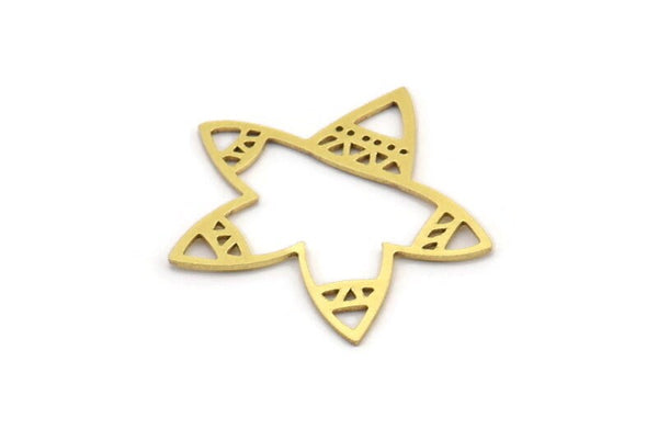 Brass Star Charm, 24 Raw Brass Starfish Charms, Earring Charms (24x26x0.60mm) A3471